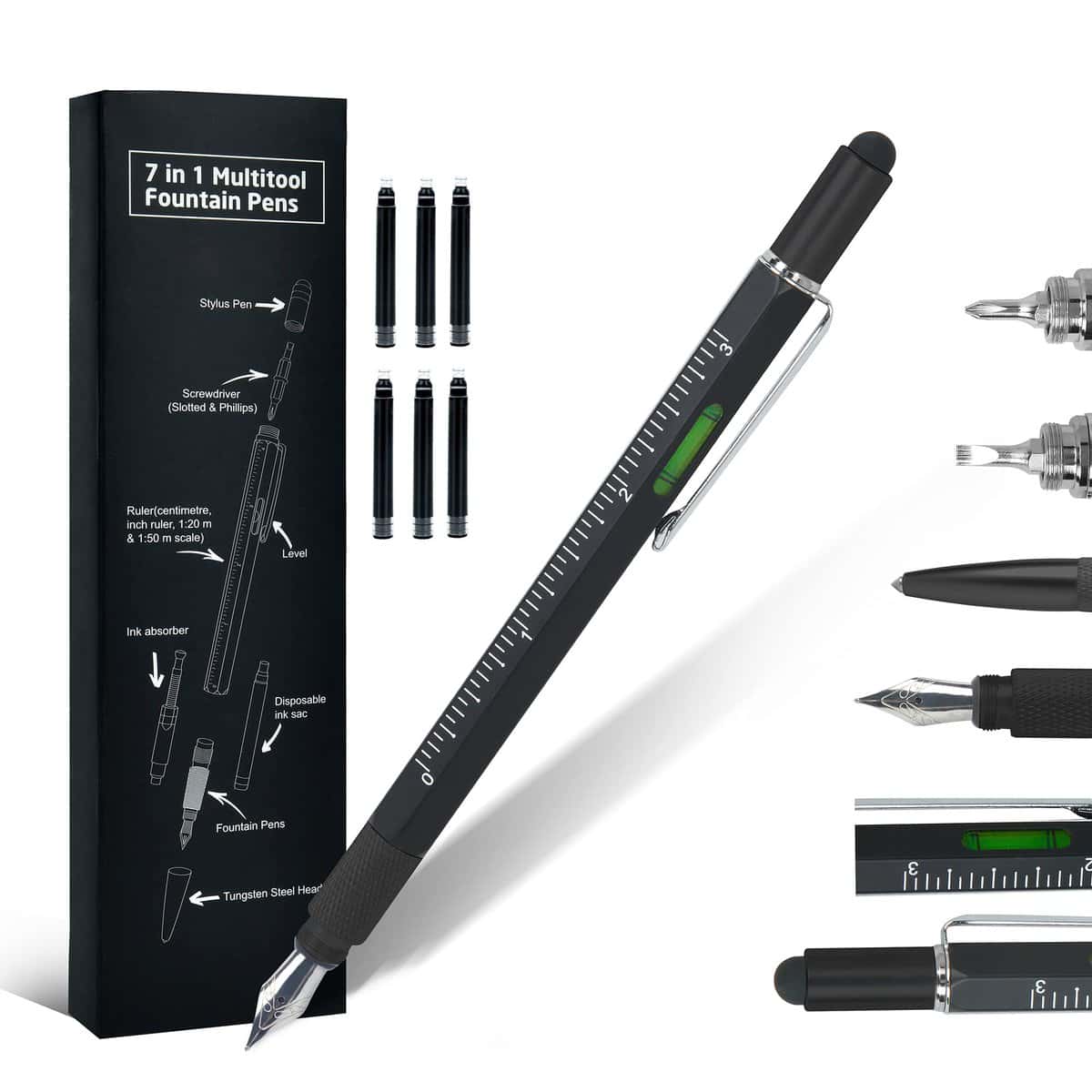 Ainkedin Regali di san Valentino Per Lui, 7 in 1 Penna Stilografica Utensile Multifunzione Festa del Papa Idee Regalo Regali Migliore Amica Cose Utili Regalo Pasqua Regali Originali Regali Compleanno