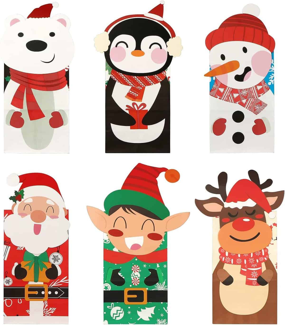 TLOXO sacchetti regalo natale, 24 Pezzi Sacchettini biscotti caramelle per feste di Carta Kraft,sacchetti regalo di Natale, per confezionare regali, compleanni dei bambini, giveaways, feste