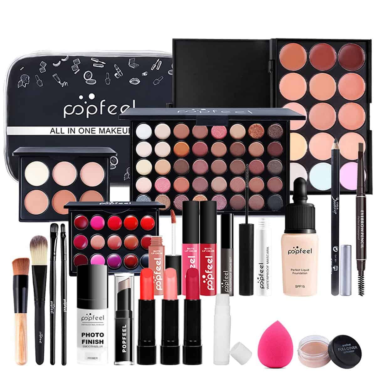 Set trucco Professionale, MKNZOME 24 pezzi Set Trucchi donna Make Up Completo con Custodia Trousse di Trucchi regalo di Natale palette ombretti professionali Rossetti Makeup Fondotinta Correttore