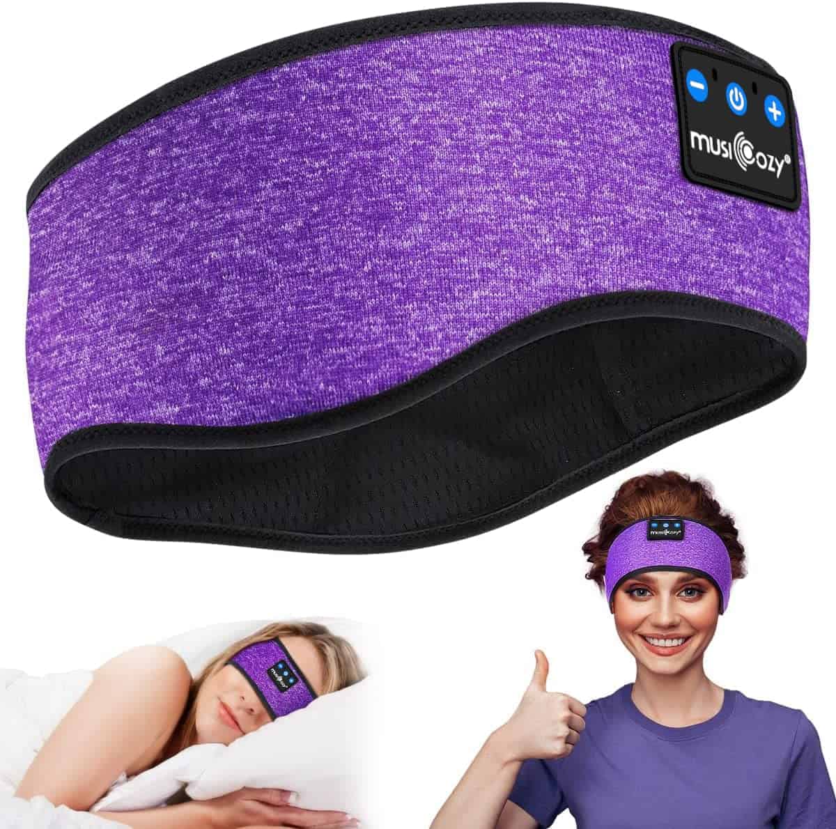 MUSICOZY Cumo di cuffia del sonno Micozy, cuffie morbide per le cuffie Bluetooth Bluetooth con altoparlanti sottili per dormiente laterale/viaggio/meditazione/yoga, regalo di gadget cool