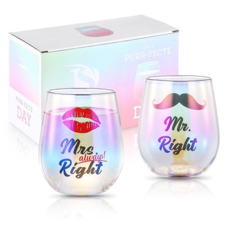 Bicchieri da vino SHENDONG Mr Right e Mrs Always Right: un regalo perfetto per coppie e occasioni speciali.