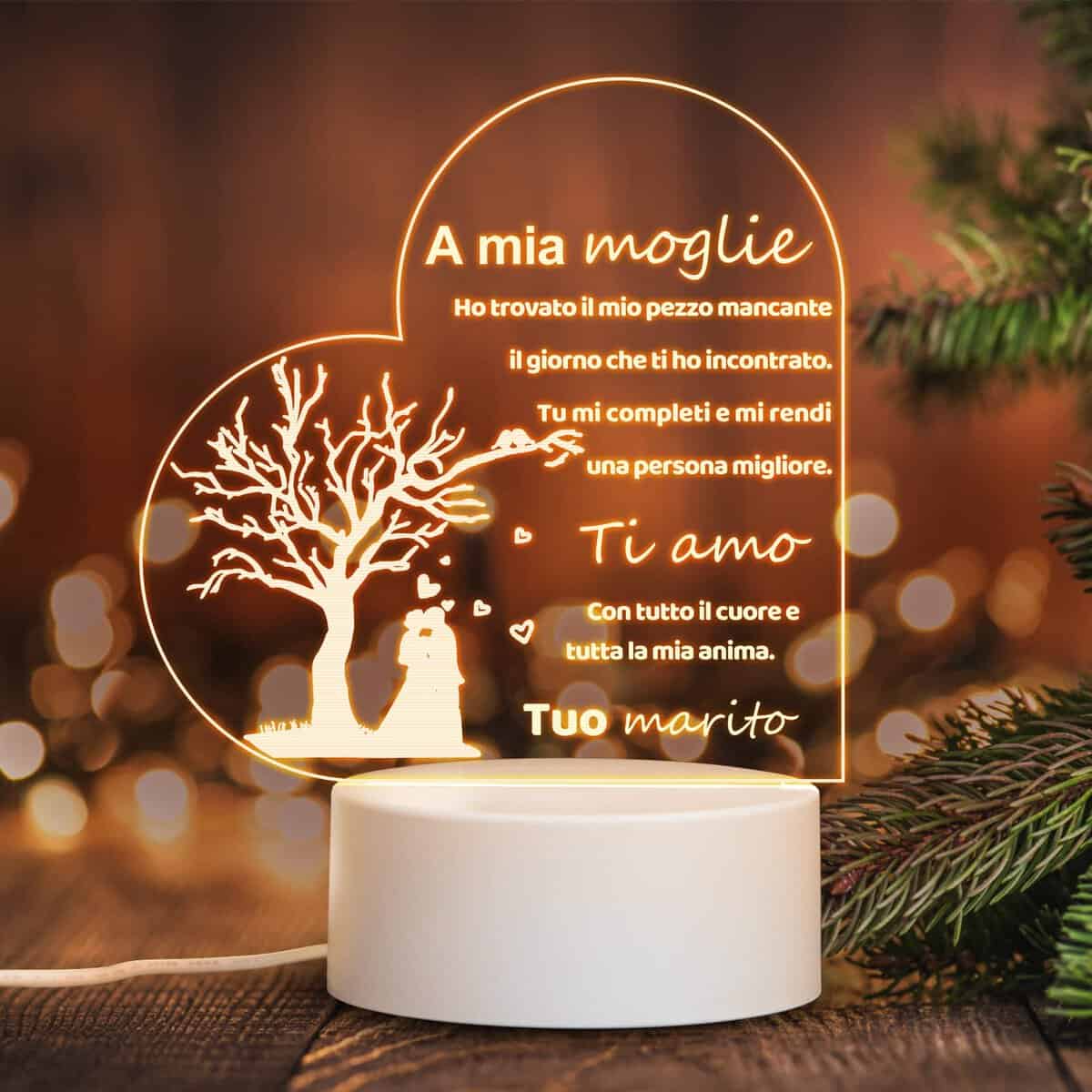 HooJtny Regalo a Moglie di Compleanno Anniversario da Marito, Luce notturna a LED per Donne, Regalo di Matrimonio