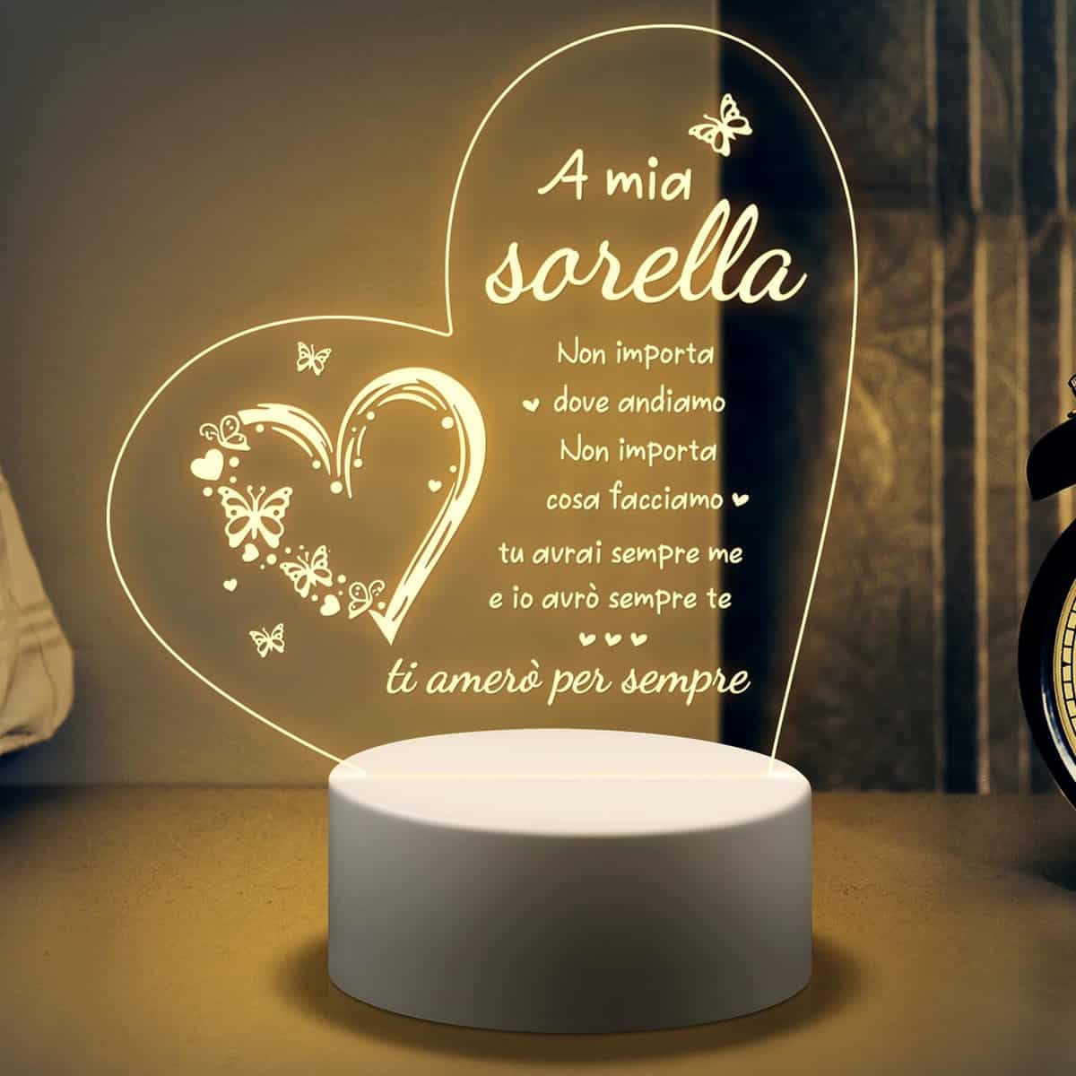 Blumuze Regalo Sorella, Acrilico Lampada Regali per Sorella, Regalo Sorella Compleanno da Sorella,Regalo Donna Compleanno, Idee Regalo per Sorella Festa Della Mamma Natale Anniversario Laurea