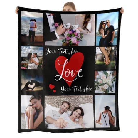 Coperta personalizzata con foto e testo, perfetta per regali di compleanno, anniversari, Natale. (Stile 10)