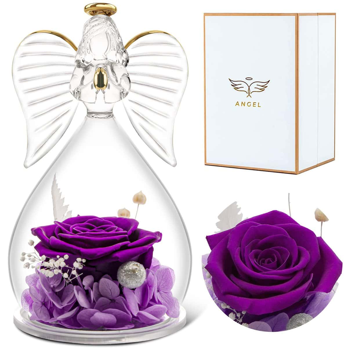 Sunia Rosa Stabilizzata Rosa Eterna Fiori Angelo Custode Idee Regalo Donna Regalo per Festa della Mamma di Natale San Valentino Anniversario Regalo Fidanzata Nonna Donna