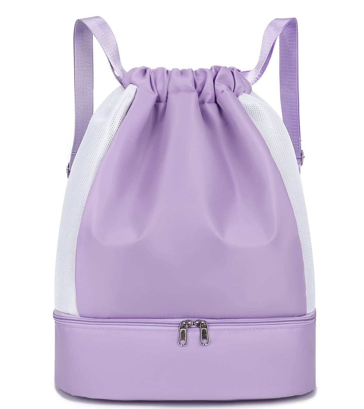 Keyck Zainetto Palestra Donna Sacca Sportiva Impermeabile Borsa Coulisse con Scomparto Scarpe e Scomparto Bagnato, Ragazza Traspirante Zaino Zainetti per Sport Viaggio Scuola Spiaggia Nuoto, Viola