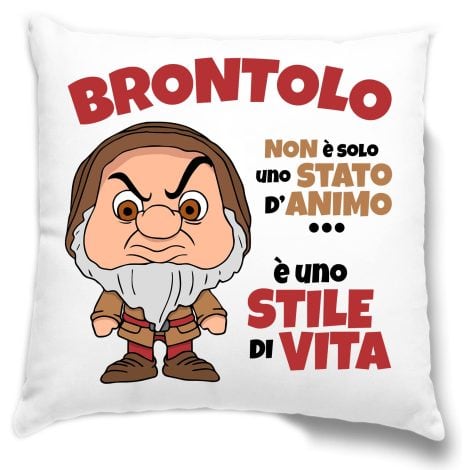 Regalo divertente per lui e per lei: Federa Cuscino Brontolo Sette Nani. Confezione ideale per Natale o compleanno!