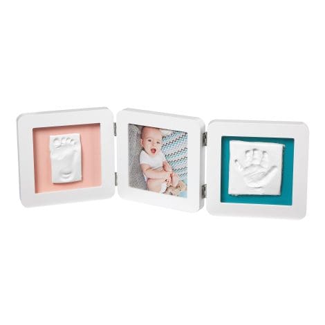 Baby Art doppio portafoto con kit impronte per neonato, regalo perfetto per nascita o battesimo, bianco.