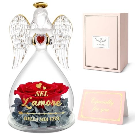 Fiore Stabilizzato Angelo Regalo per Donna, Rosa Eterna San Valentino, Natale o Compleanno. Ideale per Partner, Madre o Moglie, Anniversario.