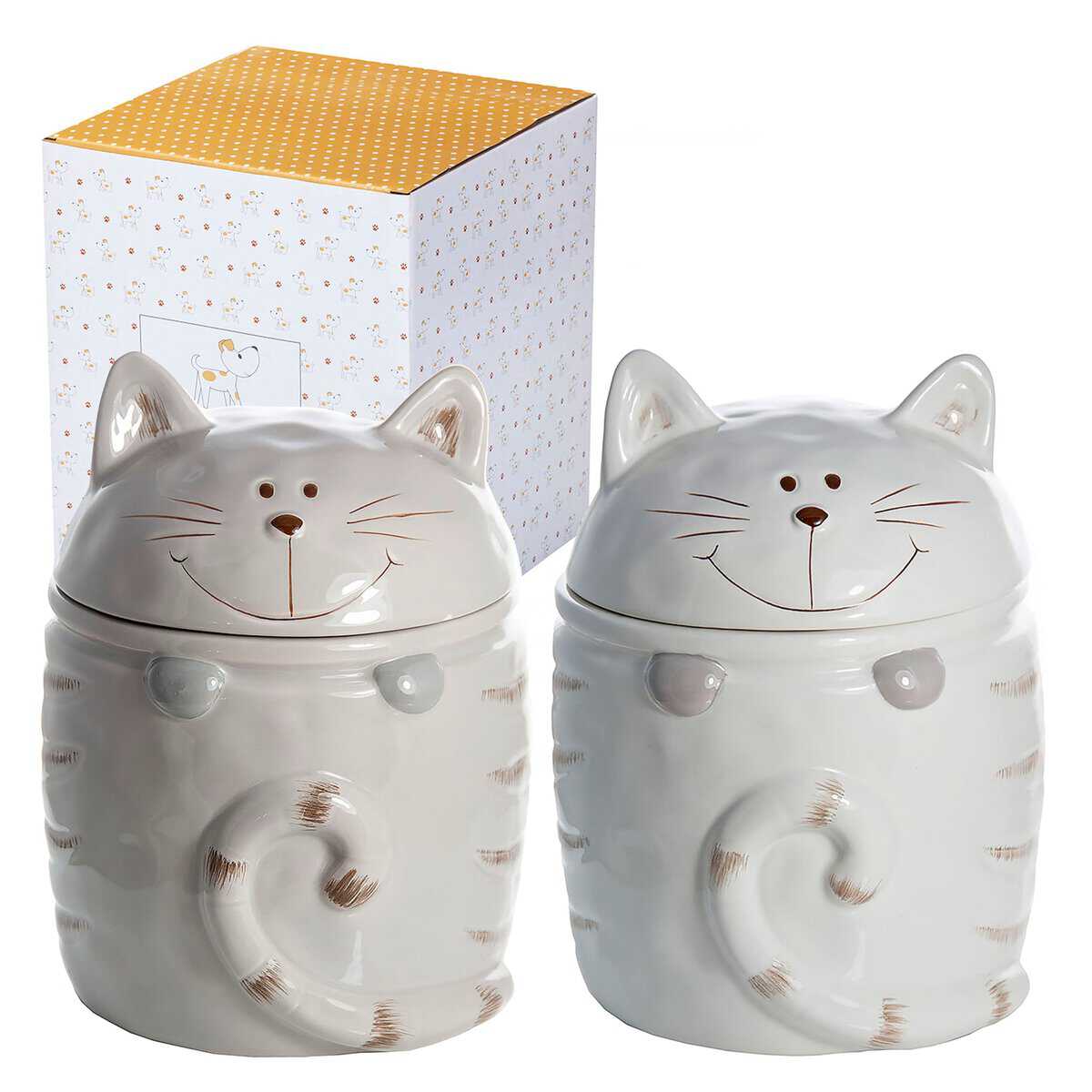 SPOTTED DOG GIFT COMPANY - Barattoli da cucina a forma di gatto - per tè, caffè e zucchero - idee regalo per donna, uomo e amanti dei gatti - in ceramica - set da 2