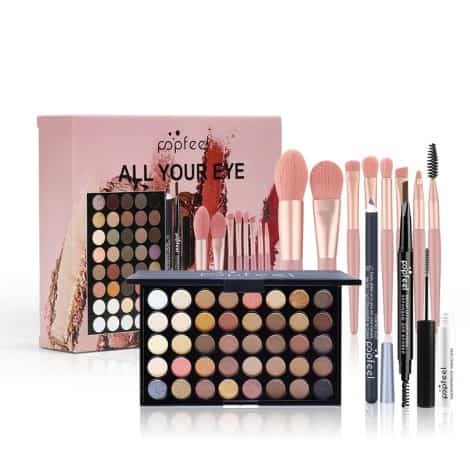 Trousse di Trucchi Gioiosa, Set di Make Up Completo, Regalo per Donne con Pennelli, Ombretti, Matita per Sopracciglia, Mascara.