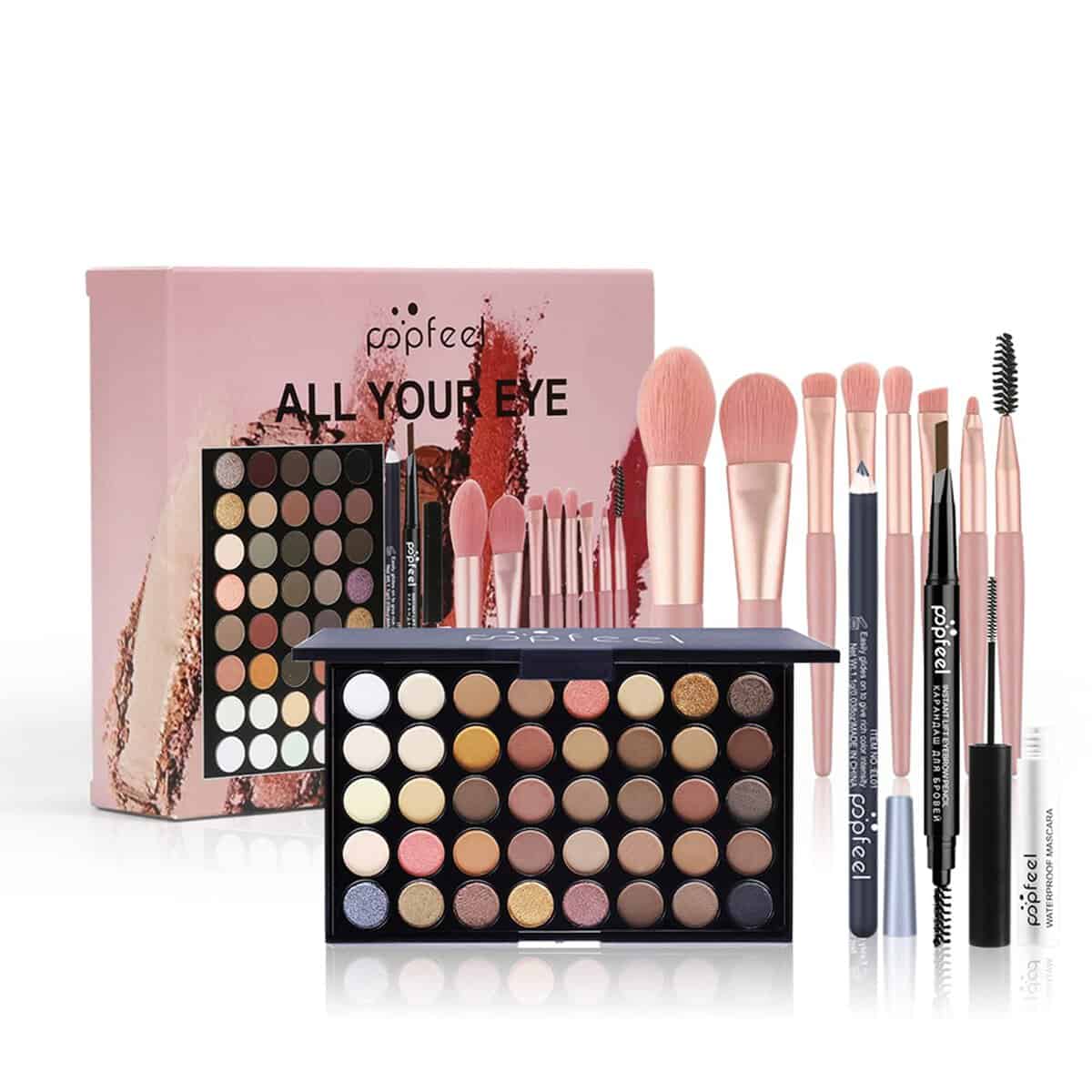 Joyeee Trousse di Trucchi, Set Trucchi Donna Completo, Regalo per Donne Make Up Kit, Include Set di Pennelli per Occhi, Palette di Ombretti, Matita per Sopracciglia, Mascara