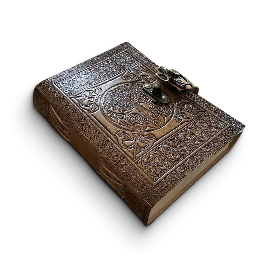 Diario in pelle fatto a mano – Quaderno da viaggio con goffratura celtica – Design antico dell'albero della vita – Bellissimo libro fatto a mano come regalo o taccuino da viaggio