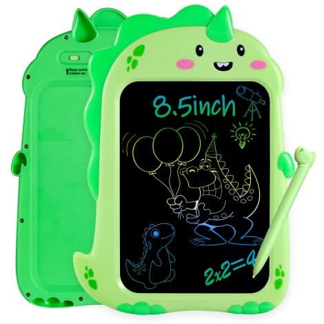 Tavoletta LCD da disegno per bambini, 8.5 pollici, cancellabile, con motivo di dinosauro: regalo di Natale per bambini di 3-8 anni.