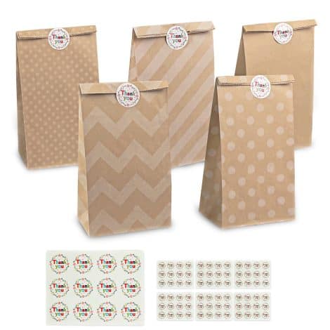 Nuovi sacchetti regalo in carta kraft con adesivi, sacchetti per alimenti e dolci per feste, compleanni e matrimonio.