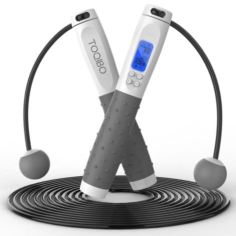 Corda Salto TOQIBO, Contatore Calorie, Timer, Regolabile, Portatile, per Uomo/Donna/Bambini, Boxe/Fitness/Perdere Peso/Altezza.