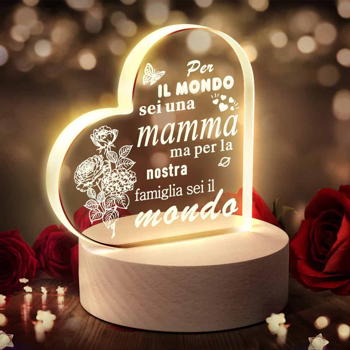 JIMMIDDA Regalo Festa Della Mamma, Compleanno Luce Notturna in Acrilico Personalizzati per Lei/Donna Ringraziamento