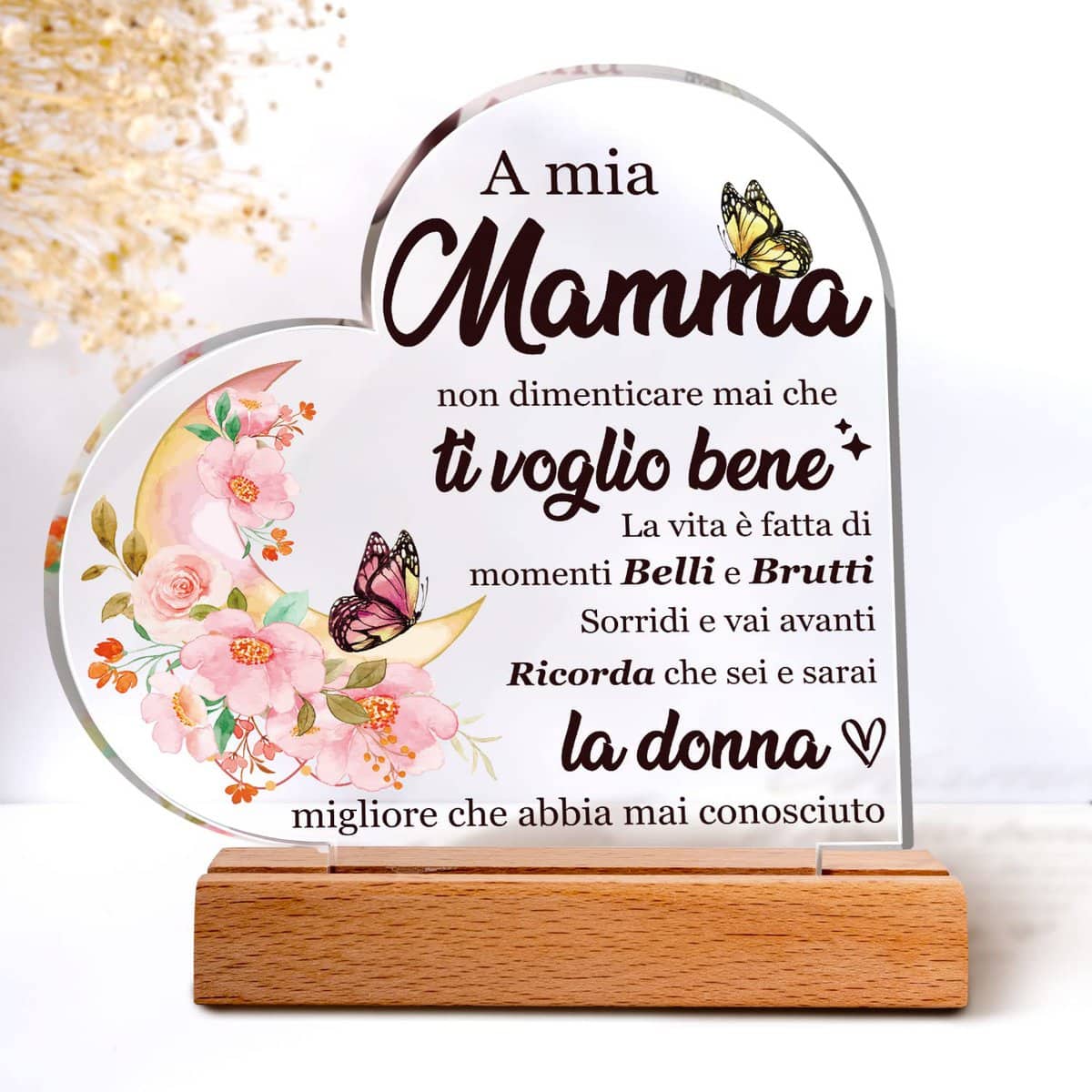 Buioata Regalo Mamma Compleanno - Placca Acrilica, da Parte di Figlio, con Belle Frasi, Ringraziamento per Matrigna