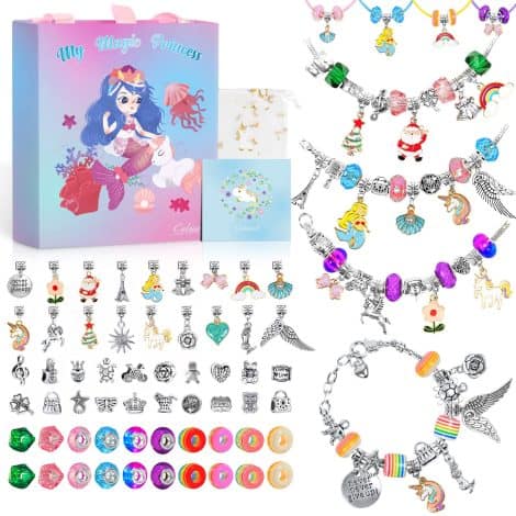 Kit per creare braccialetti per bambine di 6-12 anni, ideale come regalo di Natale.