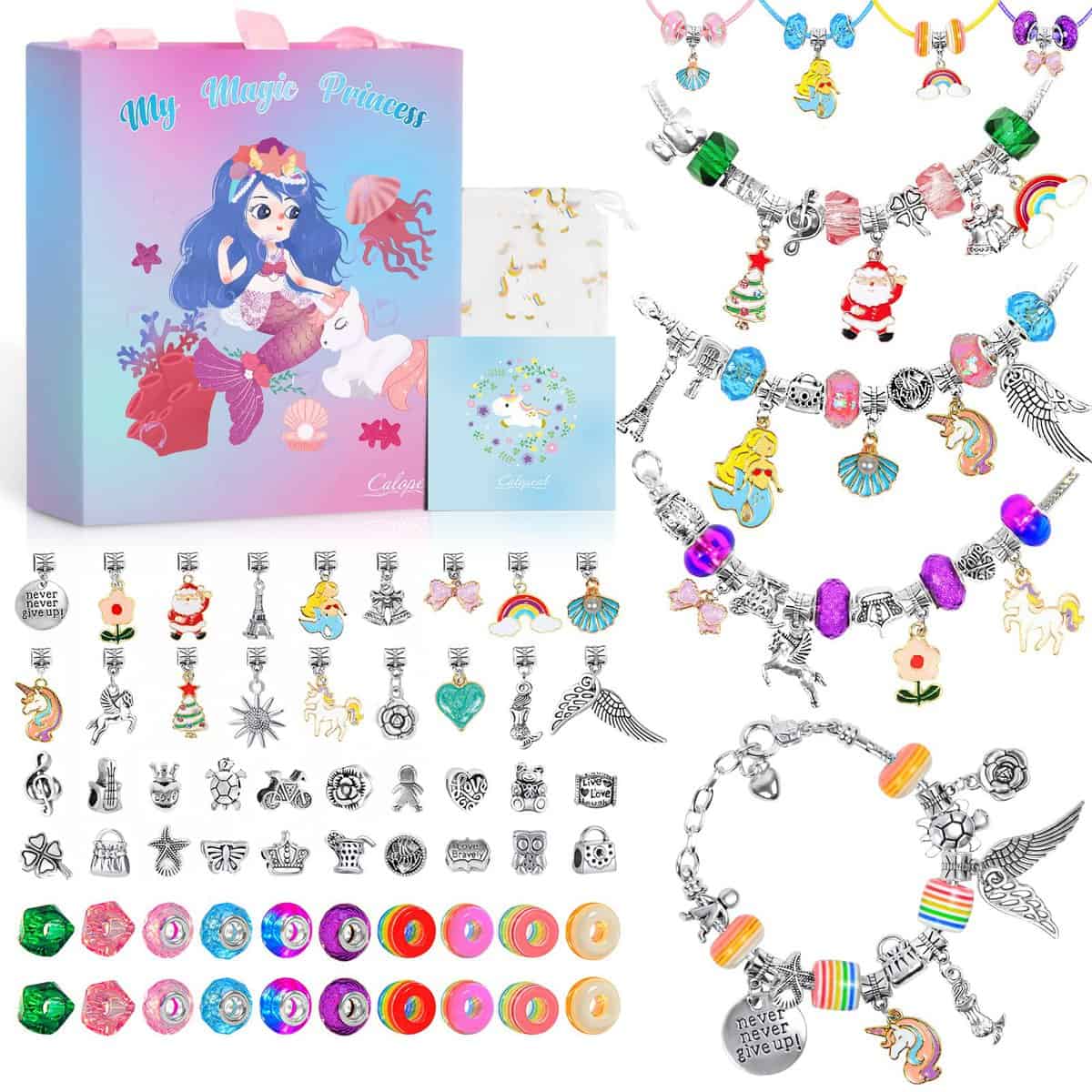 CALOPEAH Regalo Bambina 6 7 8 9 10 Anni, Crea Braccialetti Bambina, Regali Natale Bambini, Kit Braccialetti fai da te Bambina, Idee Regalo Ragazza, Regali Bambina 5 6 7 8 9 10 11 12 Anni Femmina