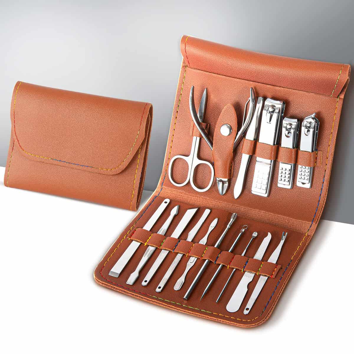 Nestling 16pcs Set Tagliaunghie Acciaio Inox, Manicure e Pedicure Professionale, Unghie Cura Strumenti Kit, Tronchesino Piedi Con Borsa Portatile per Unghie Spesse Uomini Donne