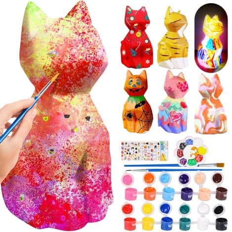 Set artistico per felini, luce 3D, regalo creativo per amanti di gatti, divertente per ogni età.