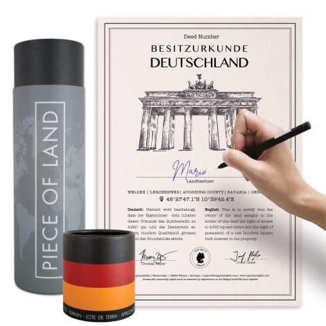 Feliciterra Regalo – Germania Famiglia e Amici | Certificato di Proprietà Terra Personalizzato per Tutti | Regali Tedeschi | Berlino