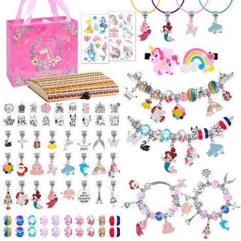 Kit per creare braccialetti fai da te per bambine di 4-12 anni, ideale come regalo di compleanno.