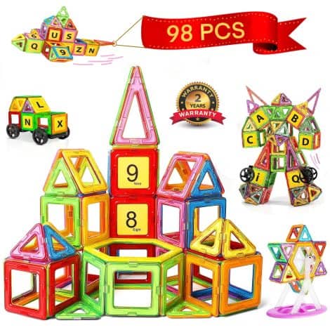 Set di costruzione magnetica GLADTOP con 98 pezzi, gioco educativo per bambini di 3-8 anni, perfetto come regalo di Natale.