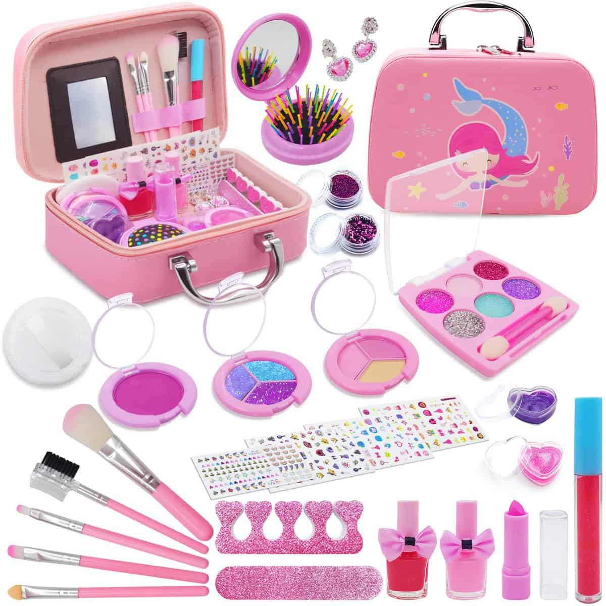 NINGESHOP Set di trucco per bambini per bambine, 30 pezzi lavabile set di trucchi per bambini, sicuro e atossico giocattolo di ruolo, Natale, compleanno, Regali per Ragazze dai 4 ai 12 anni