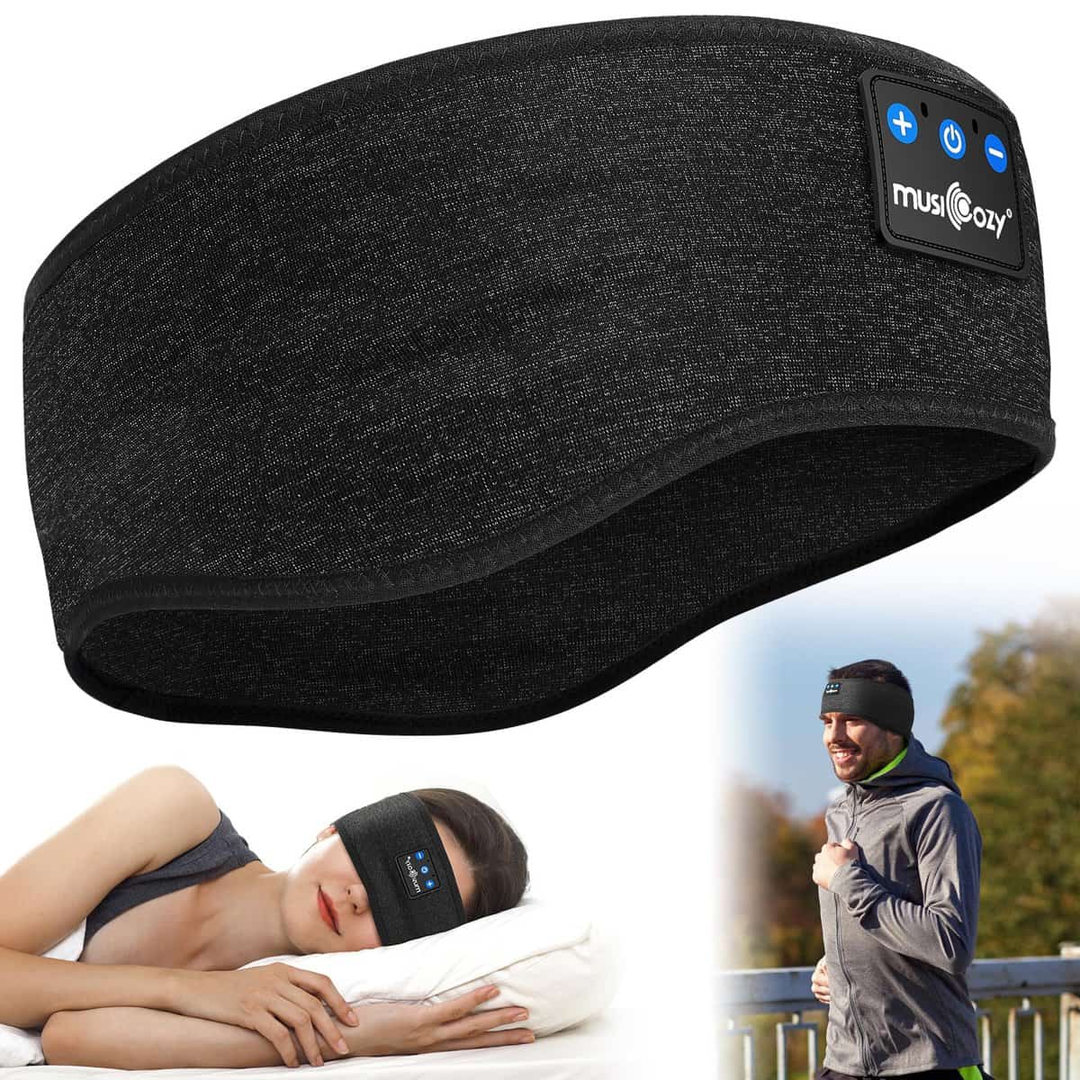 MUSICOZY Cuffie Bluetooth morbide per dormire e fare sport, con altoparlanti sottili, auricolari wireless per musica, regali tecnici, per uomini, donne, adolescenti, yoga, allenamento, fitness, relax