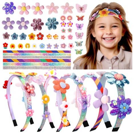 Set di accessori per capelli per bambine dai 6 ai 8 anni. Idee regalo per bambini dai 5 ai 10 anni. Crea cerchietti e giochi per capelli. Fasce per capelli. Regali di Natale per ragazze.