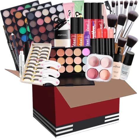 Kit trucco completo MKNZOME: 31Pz di cosmetici per donne e ragazze con ombretti, correttore, rossetto e fondotinta. Perfetto per l’uso quotidiano e in viaggio. Sorprende con un regalo!