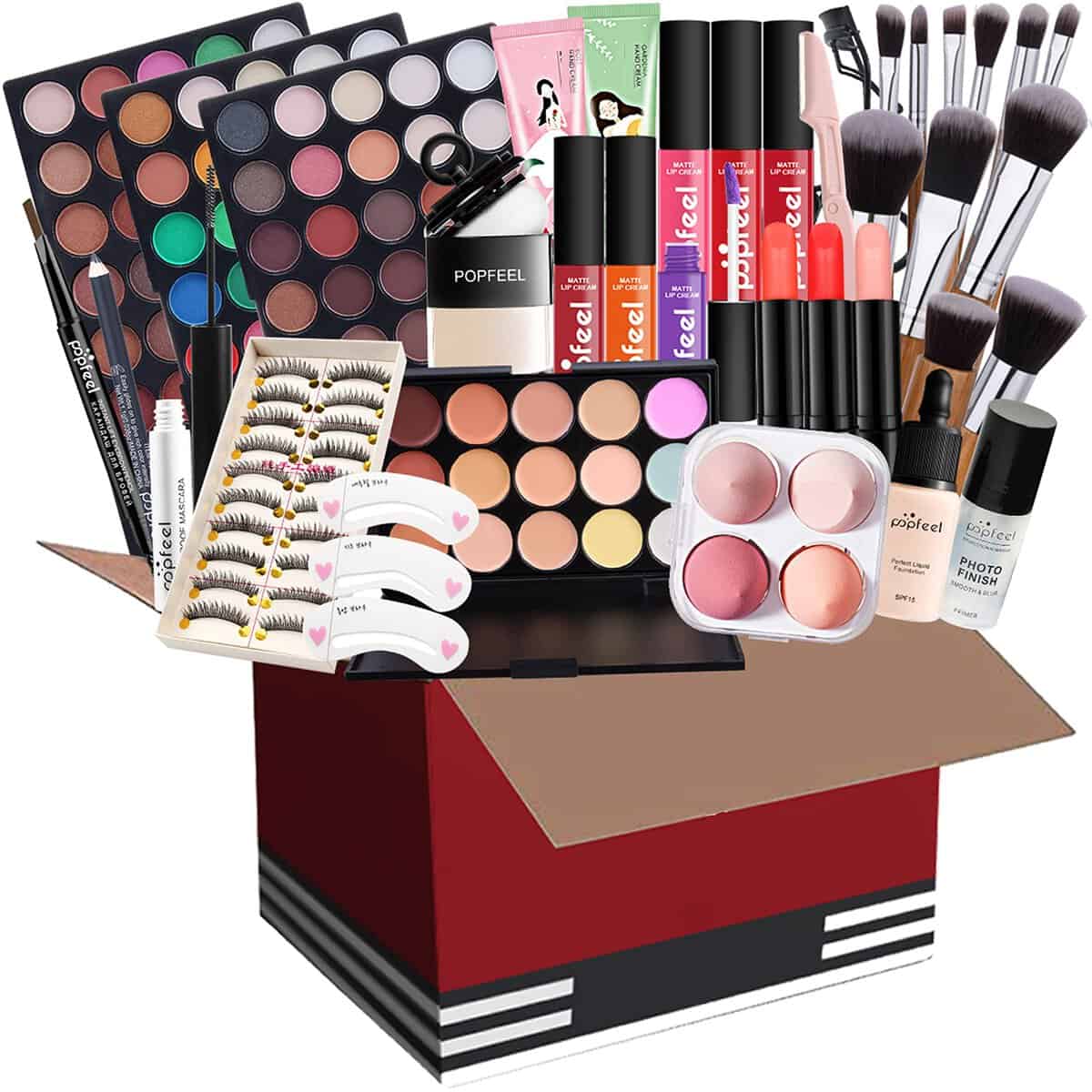 MKNZOME Kit per Trucco Completo, 31Pz Pacchetto Cosmetico Partenza per Donne e Ragazze con Ombretti Correttore Rossetto Fondazione ecc - Sorpresa Regalo Set di Trucchi per l'uso Quotidiano e Viaggio