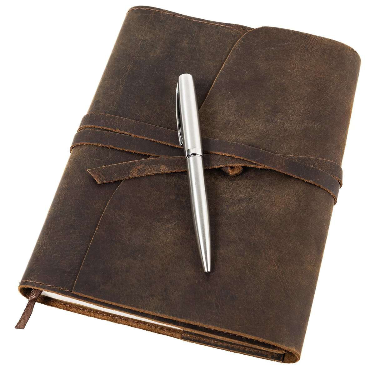 Moonster Quaderno Appunti in Pelle Ricaricabile con Elegante Penna in Set Regalo Quaderno A5 Vintage in Pelle per Uomo e Donna – Taccuino Pelle per Disegni e Scrittura