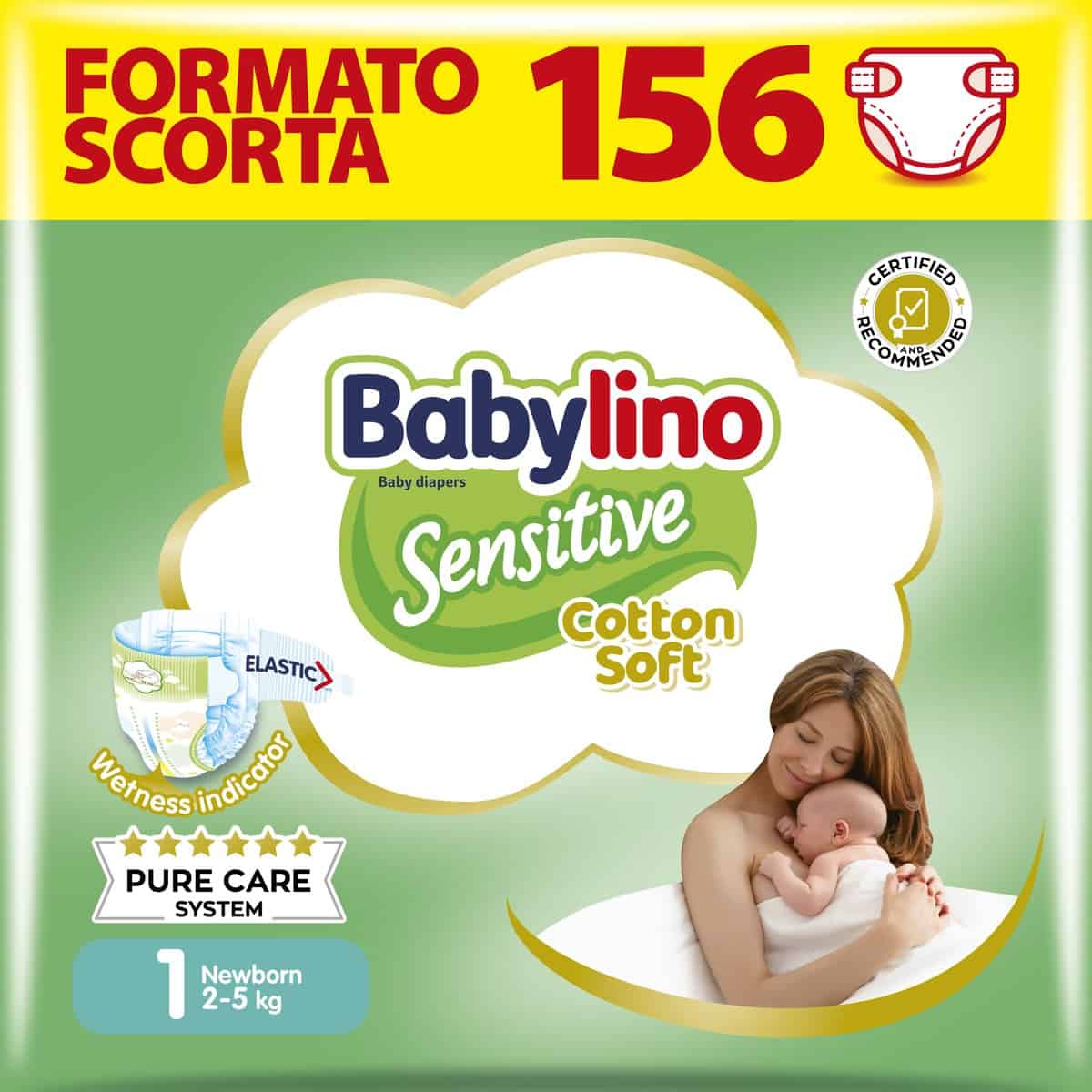 Babylino Sensitive Pannolini Neonato Taglia 1, Newborn (2-5Kg), 156 Unità