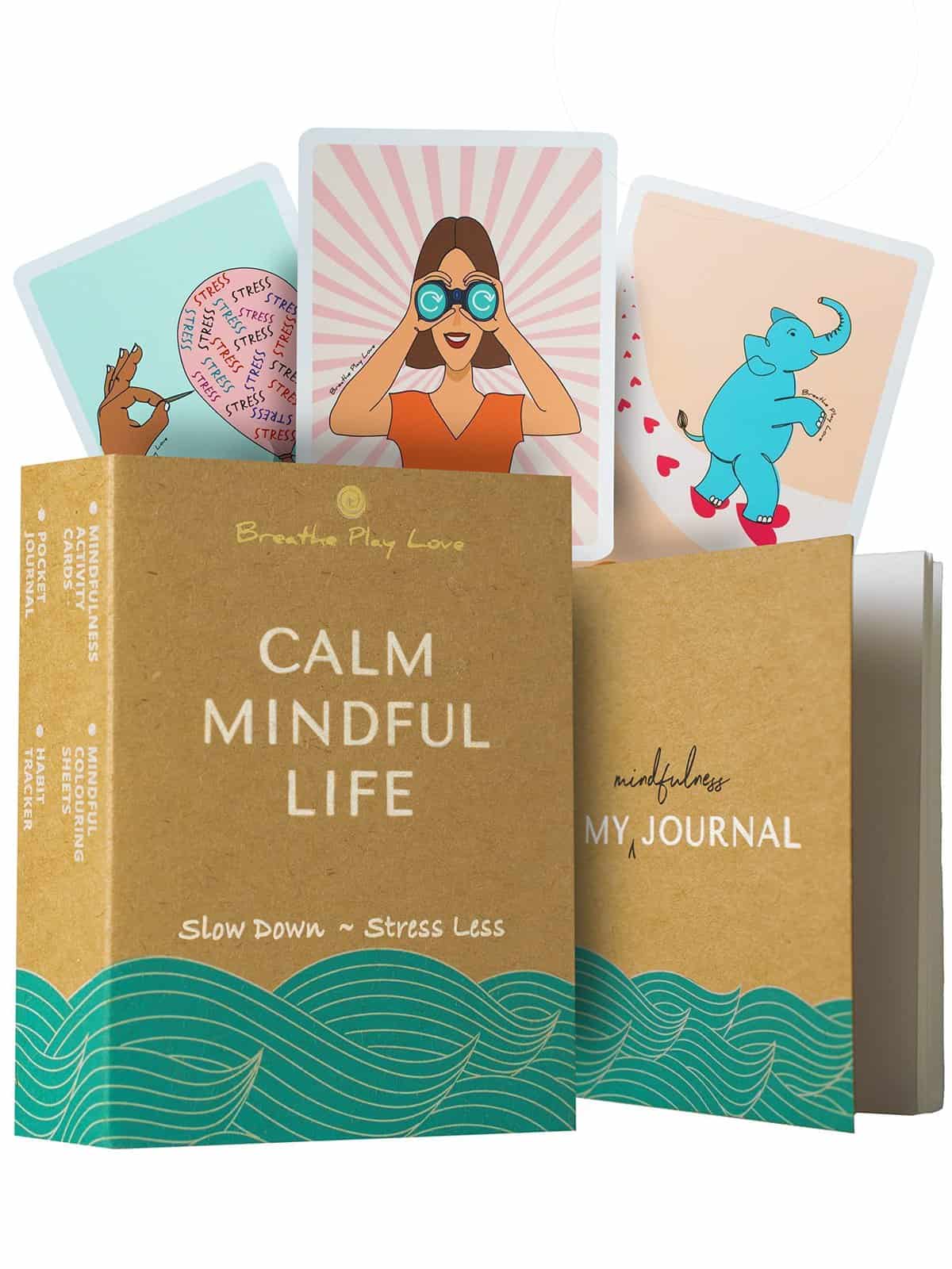 Confezione regalo per il benessere consapevole: 33 biglietti di meditazione consapevole, colorazione consapevole, diario tascabile: cura di sé, relax, regali di consapevolezza per donne, uomini,