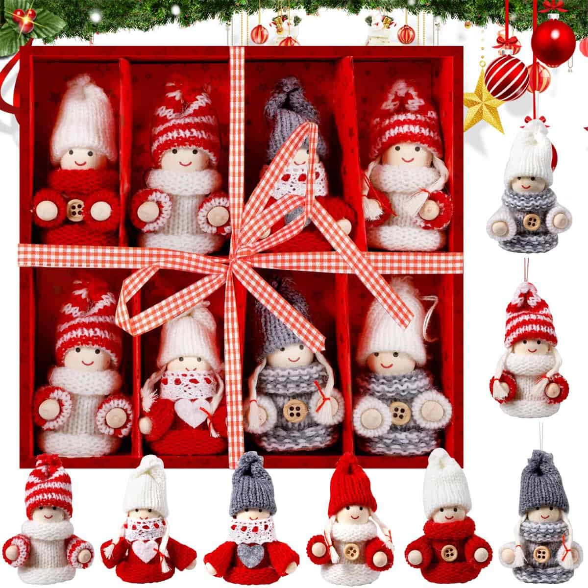 ZZQVIP - 8 Pezzi Angeli Pendenti per Albero di Natale Premium, Decori Albero Natale da Appendere Particolari, Decorazioni Albero di Christmas Ciondoli, per La Decorazione Della Casa