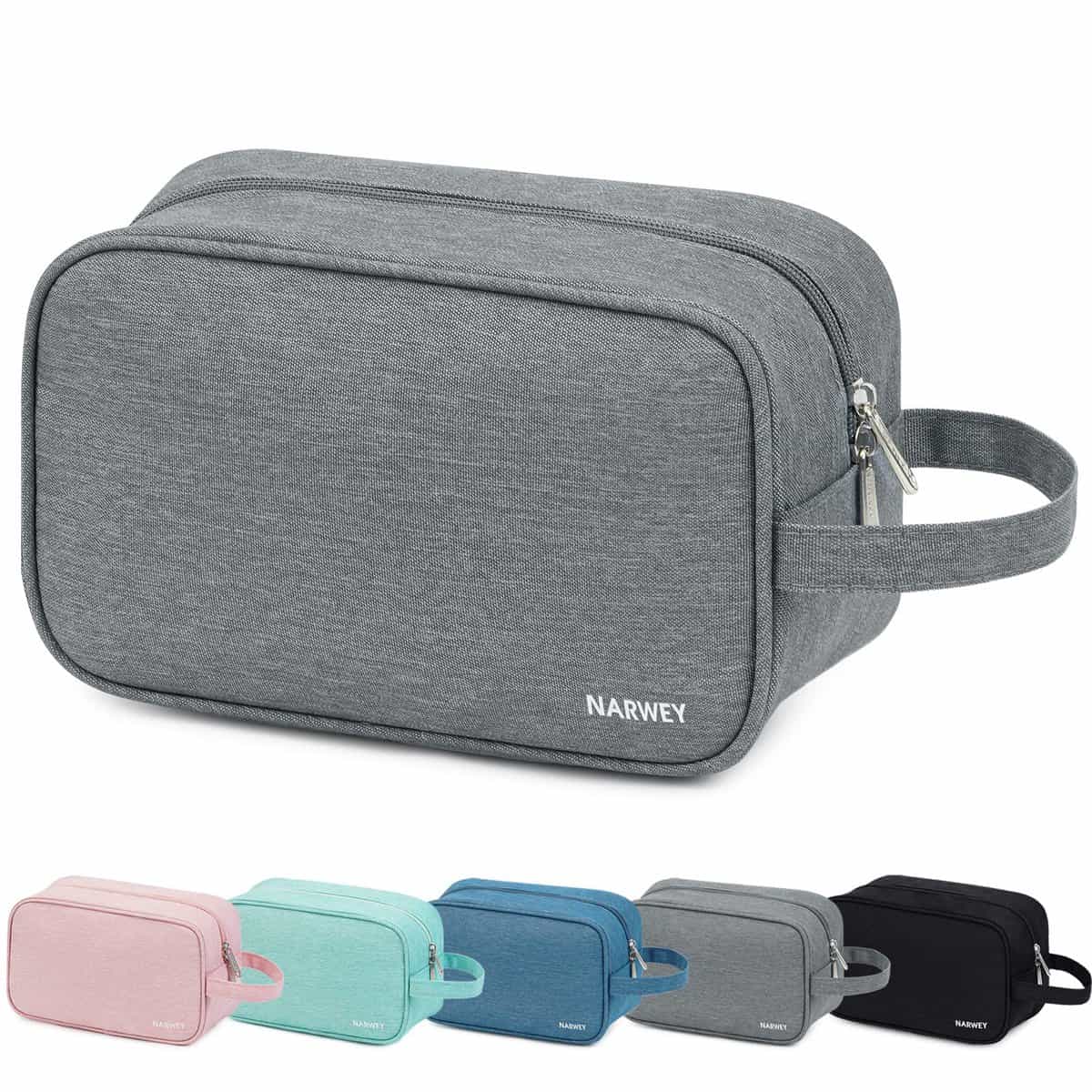 Narwey Borsa da bagno da viaggio per uomo e donna Borsa da barba del Dopp Kit in viaggio per toilette accessori (Grigio)