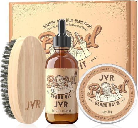 Kit per la cura della barba per uomo, con olio, balsamo, spazzola. Leviga, idrata e dà stile. Regalo per uomini. (Giallo)