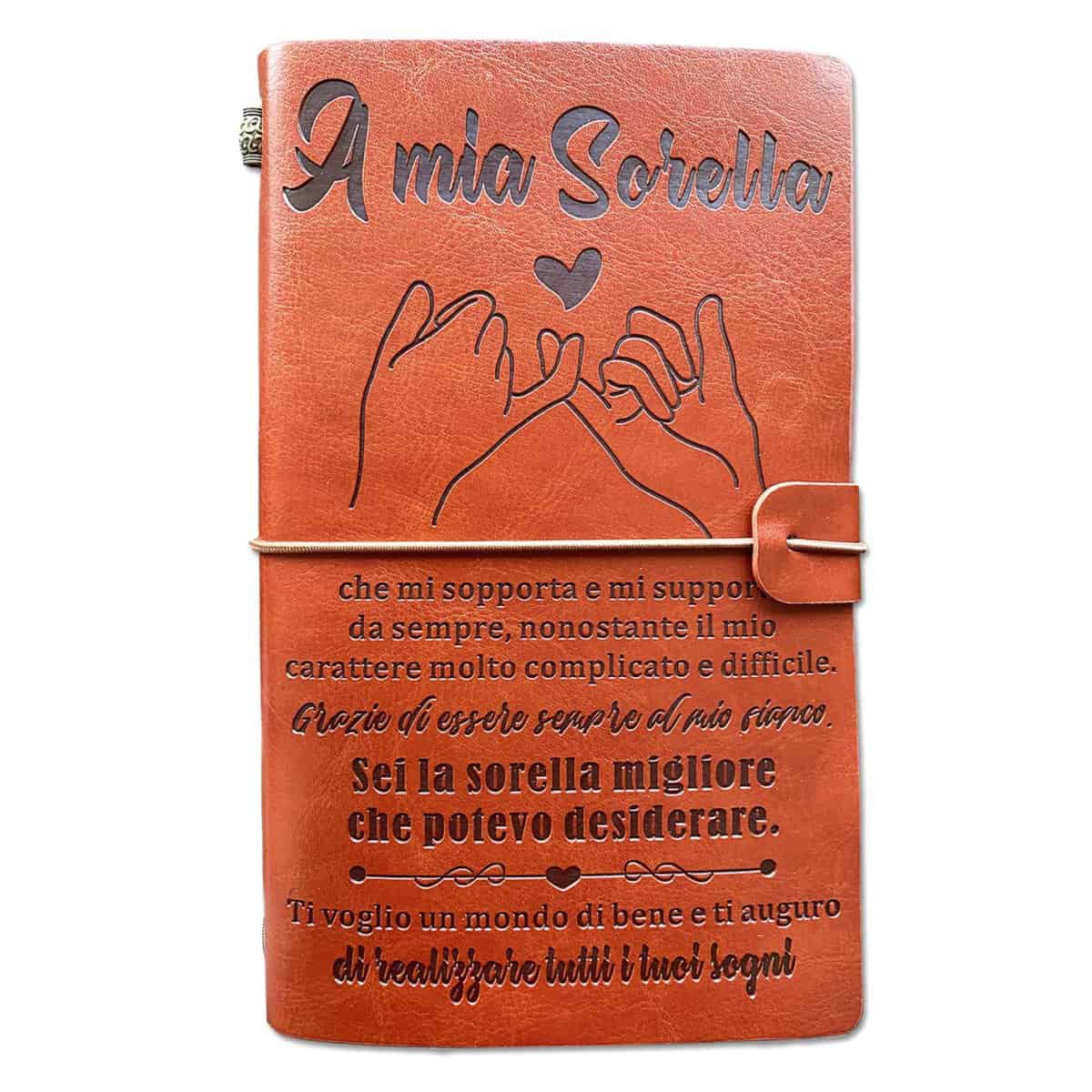 OMNIQI Regalo Sorella, Regali Da Fare Alla Sorella, Regalo Sorella Natale, Regalo Sorella Compleanno, Giornale Quaderno In Pelle Idee Regalo Donna, Regalo Per Sorella Donna Originale Utile