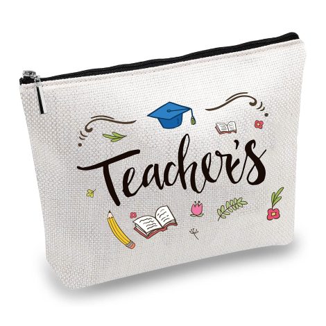 Borsa Trucco Versatile in Tessuto: Astuccio Pennelli, Regalo per Insegnante, Donna, Ragazza, Viaggio 10×7 pollici.