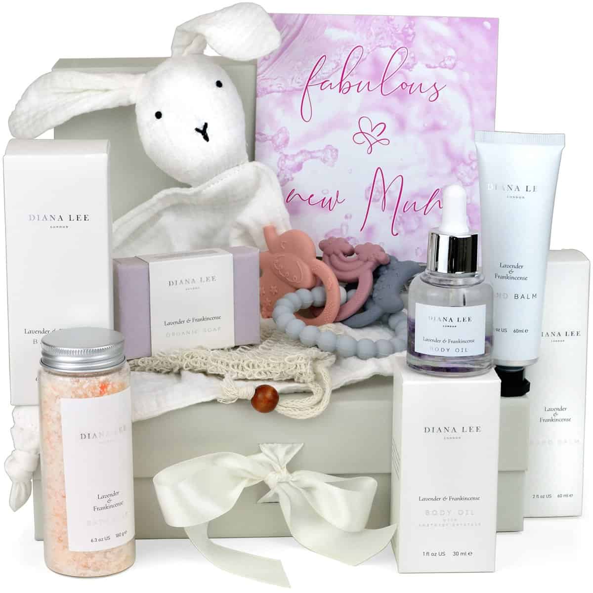 Jasmyn & Greene New Mum to Be Gifts Hamper – 9 regali di lusso per baby shower per mamma e neonato. Regali di coccole per donne regali di gravidanza per la mamma in attesa con lavanda New Mum Gifts.