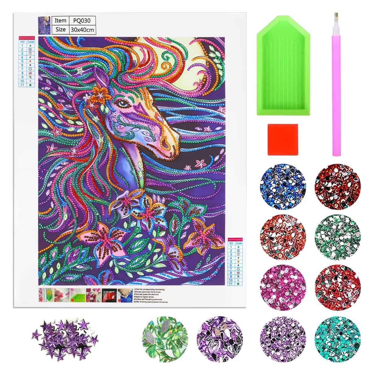 Diamond Painting Immagini per Adolescenti Ragazze Regali 9 10 11 12 Anni, 5D Diamond Painting Unicorno Regali per Bambini e Ragazze
