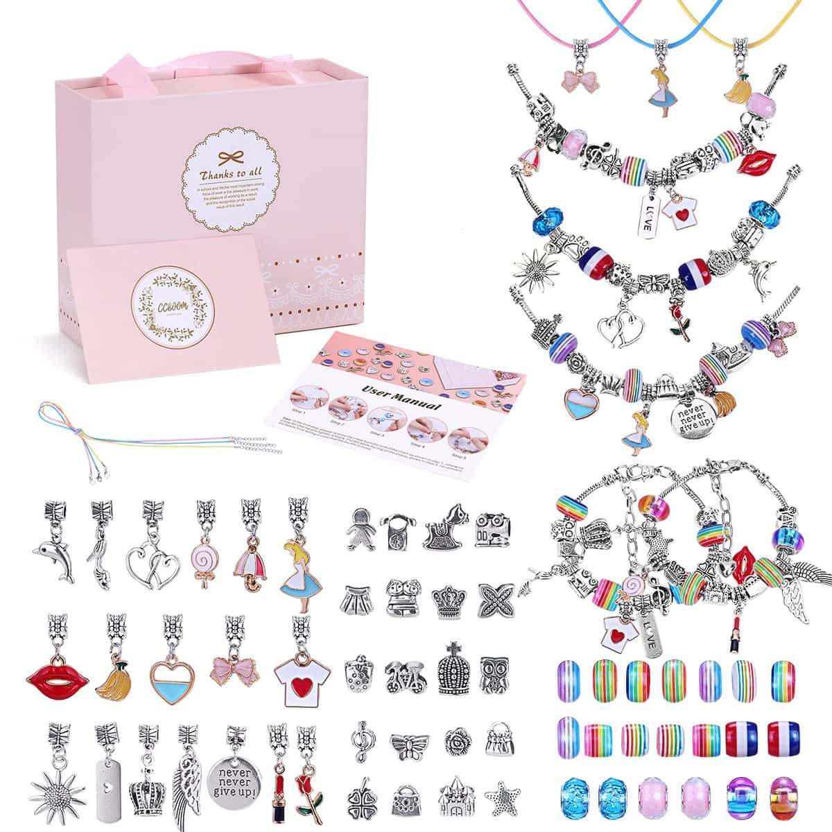 CGBOOM Braccialetti Ragazza, Crea Braccialetti Bambina, Kit Braccialetti Fai Da Te Bambina, Gioielli Bambina, Regali Bambina, Idee Regalo Ragazza Per Ragazze, Regalo Bambina 6 7 8 9 10 11 Anni