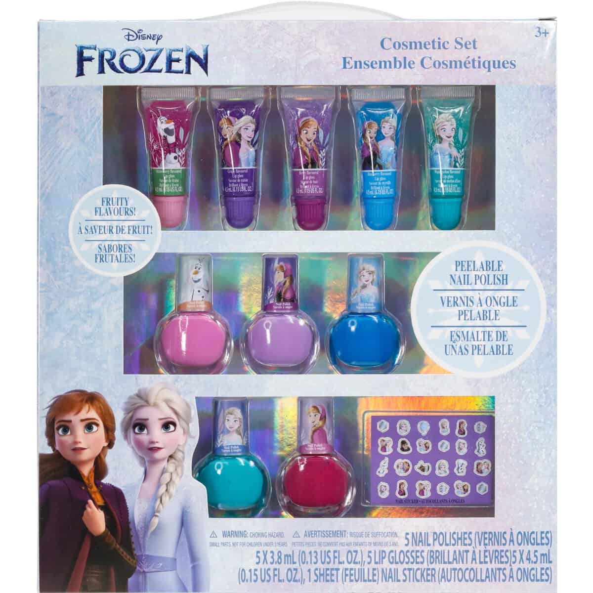 Disney Frozen - Townley Girl Set trucco per ragazze con adesivi per unghie smalto lucidalabbra - 11 pezzi|Perfetto per i pigiama party party| Regalo di compleanno per bambine dai 3 anni in su
