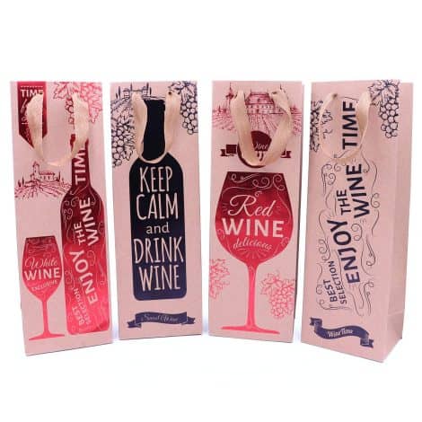 8 Sacchetti per Vino, Carta Kraft, Etichetta e Manici, Matrimoni, Compleanni, Occasioni Speciali, 39x12x9cm