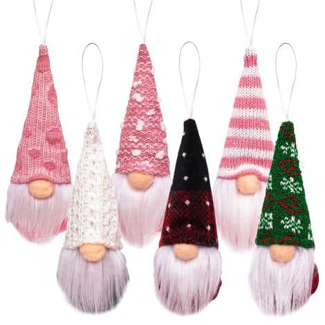 Set di 6 Gnomi Natalizi, Gnomi Scandinavi fatti a mano per decorare la casa, Babbo Natale Ornamenti da appendere.