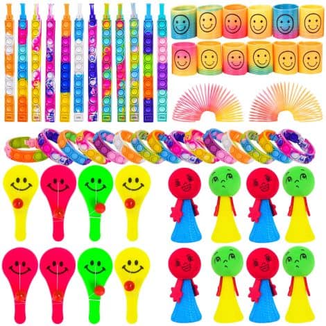 Pacchetto di 40 giocattoli Fidget FORMIZON, braccialetti Pop it, mini molle arcobaleno, gadget per feste di compleanno e decompressione per bambini e adulti.