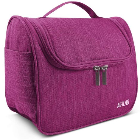Borsa da toilette Airlab con manico e gancio, pochette per trucchi donna, beauty case da viaggio. (Italian)